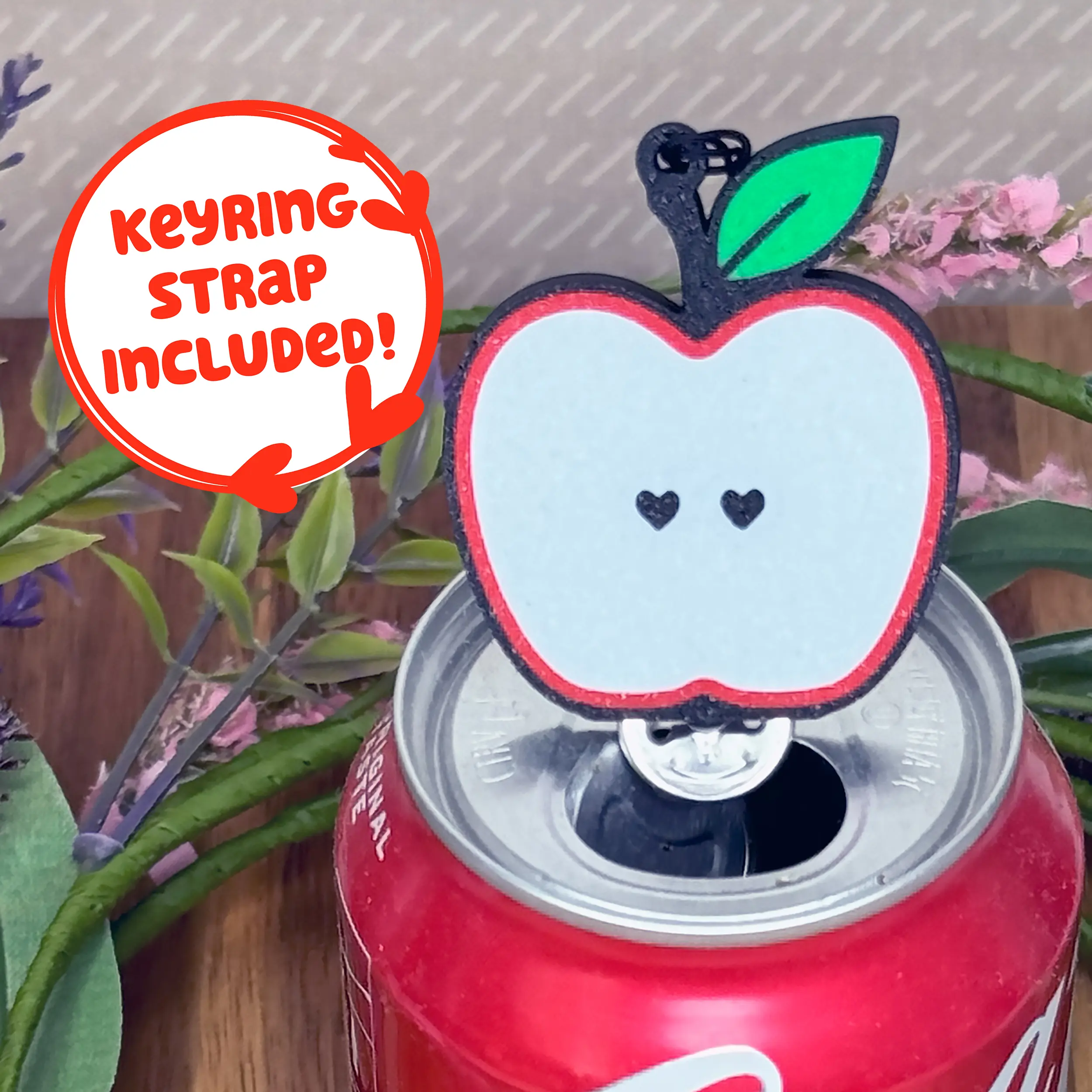 Apple Love Tab Buddy - cute soda can tab opener, back to school gift present for teachers, kids, admin, aides, tool for nails, arthritis, Kitchen Utensils
