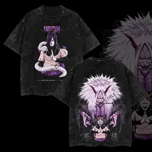 Tsunade Senju - Naruto Anime Double Printed Vintage Washed Tee Unisex Oversize Anime Manga Washed Heavyweight Cotton T-shirt, Gift For Anime Fan, Anime Lover