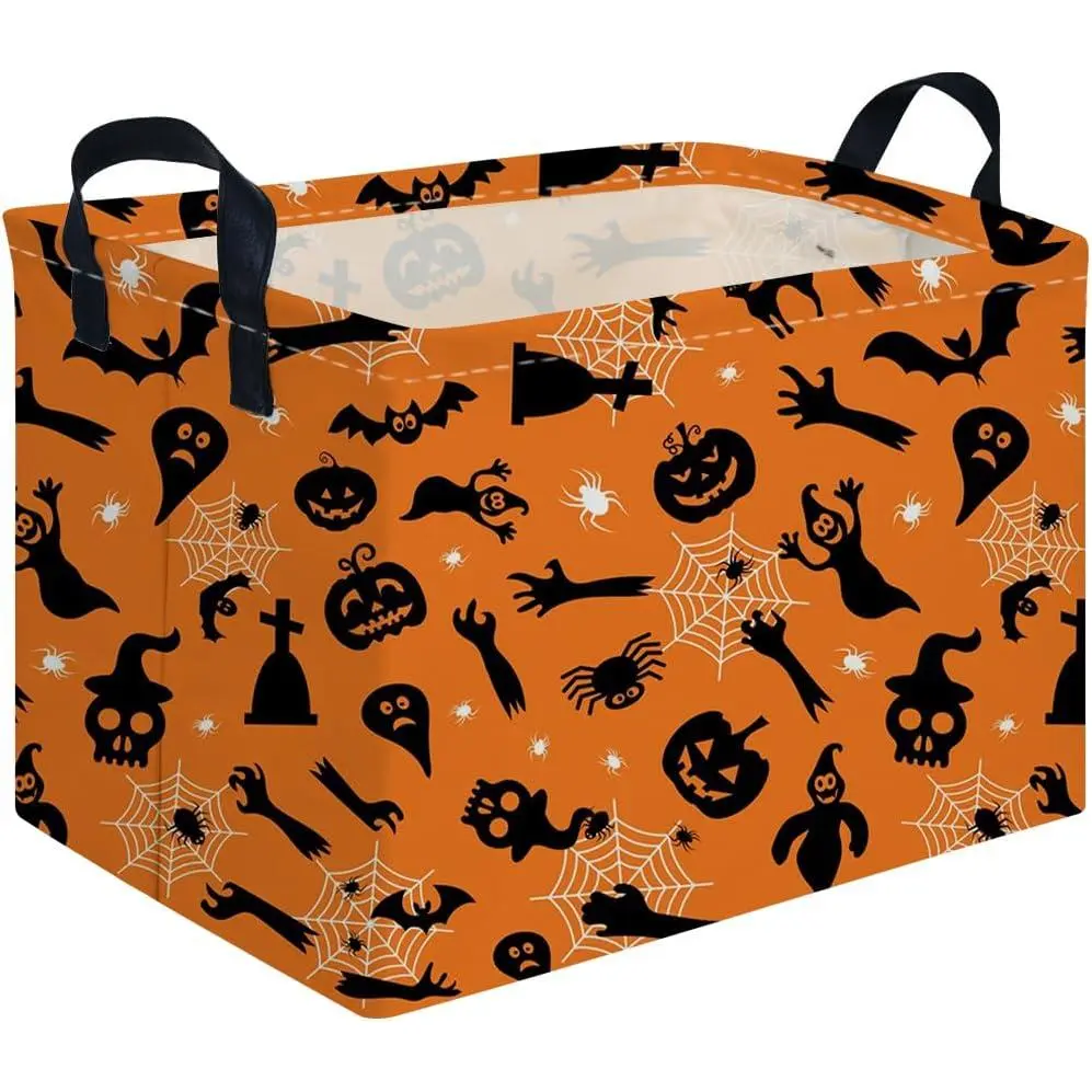 Rectangular Halloween Basket,Trick or  Basket for Boys and Girls, collapsible storage box,Halloween Decor, box( Halloween)