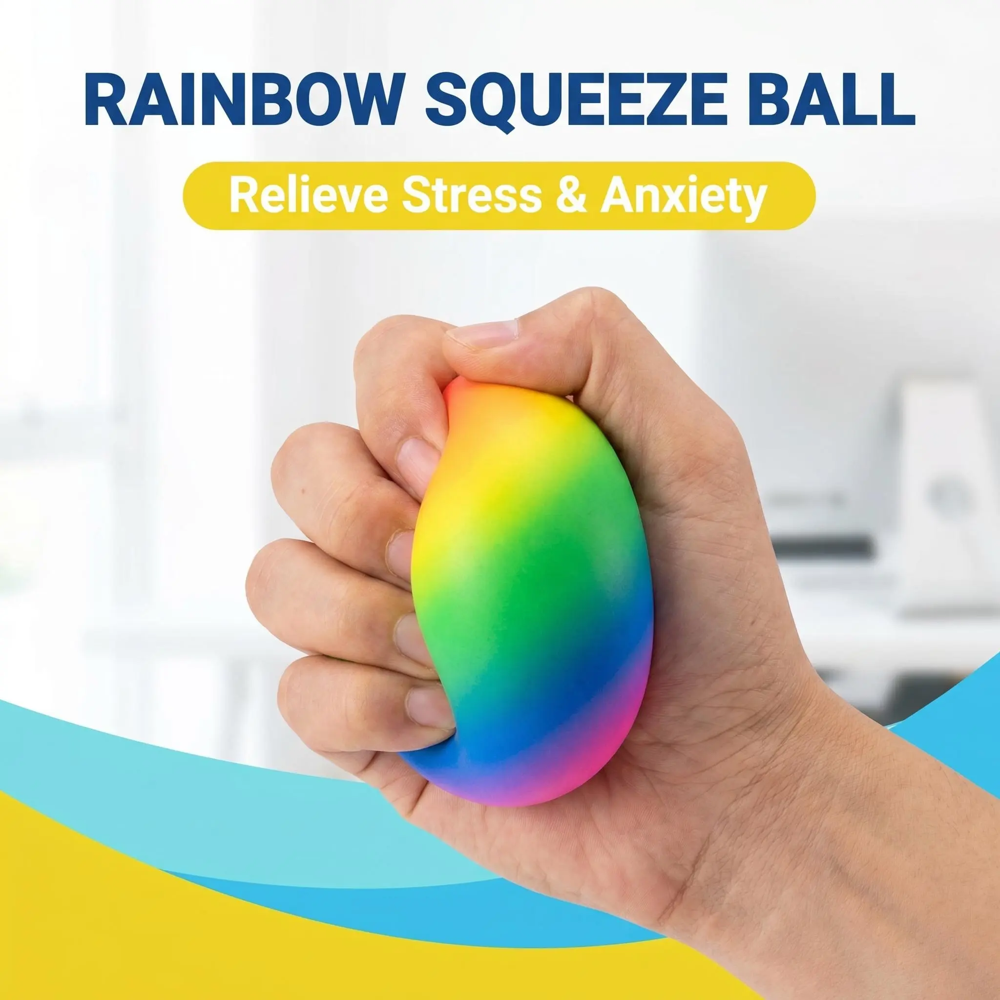 Rainbow Gradient Squishy Stress Relief Ball Slow Rebound Fidget Toy for Anxiety Release,Stress-Relief Toy,Soft Sensory Fidget Steamed Bun Squeeze Tool for Adult Stress & Anxiety Relief,Party Gift，Pressure-Release Office Desk Toys
