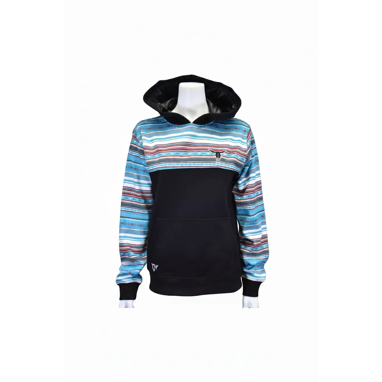 Women's CH Turquoise "Skull Playa Serape" Fleece Hoodie
