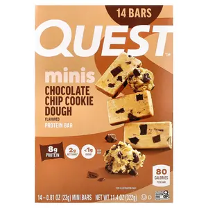 Quest Nutrition Minis Protein Bar, Chocolate Chip Cookie Dough, 14 Bars, 0.81 oz (23 g) Each