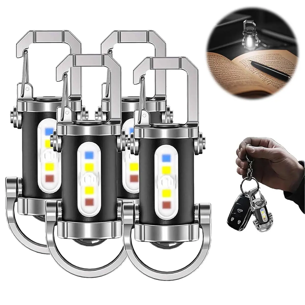 Portable Rechargeable Keychain Flashlight, 1200 Lumens Mini Key Chain Light with 7 Modes, EDC Small Flashlights Rechargeable Waterproof, Tiny LED Flashlight for Keychain Purse Pocket for Men Women