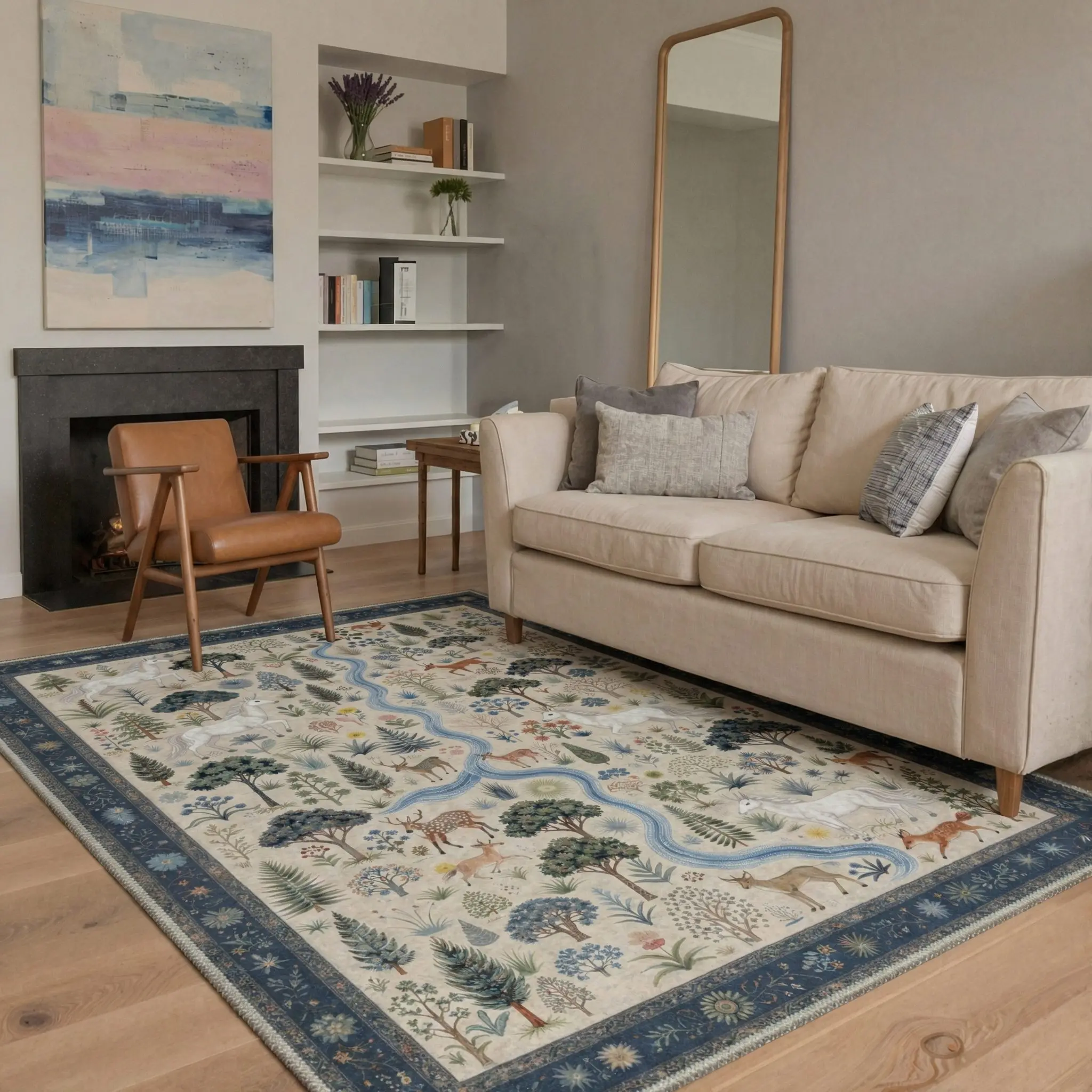 【Deals For You Days】BEIMO Floor Rug – Machine Washable, Pet Friendly, Soft, Non-Slip Area Carpet, Perfect for Living Room, Bedroom, Kitchen, Hallway, Stylish Home Decor ,ARN1994-LEAF