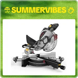 10-inch Sliding Compound Miter Saw, 5000RPM, 15 Amp, Single Bevel 0-45° with Extension Table, 36T Blade, Power Saw for Metal, Plastic, Wood, Laminates Summervibes