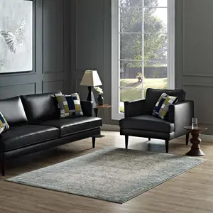 Modway Dilys Distressed Vintage Floral Lattice 5x8 Area Rug in Teal, Brown and Beige