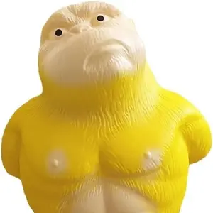 Funny Yellow Squeezing Toys Cartoon Orangutan Decompress Stress Relief PVC Birthday Gift Gorilla Rebound (16cm tall)