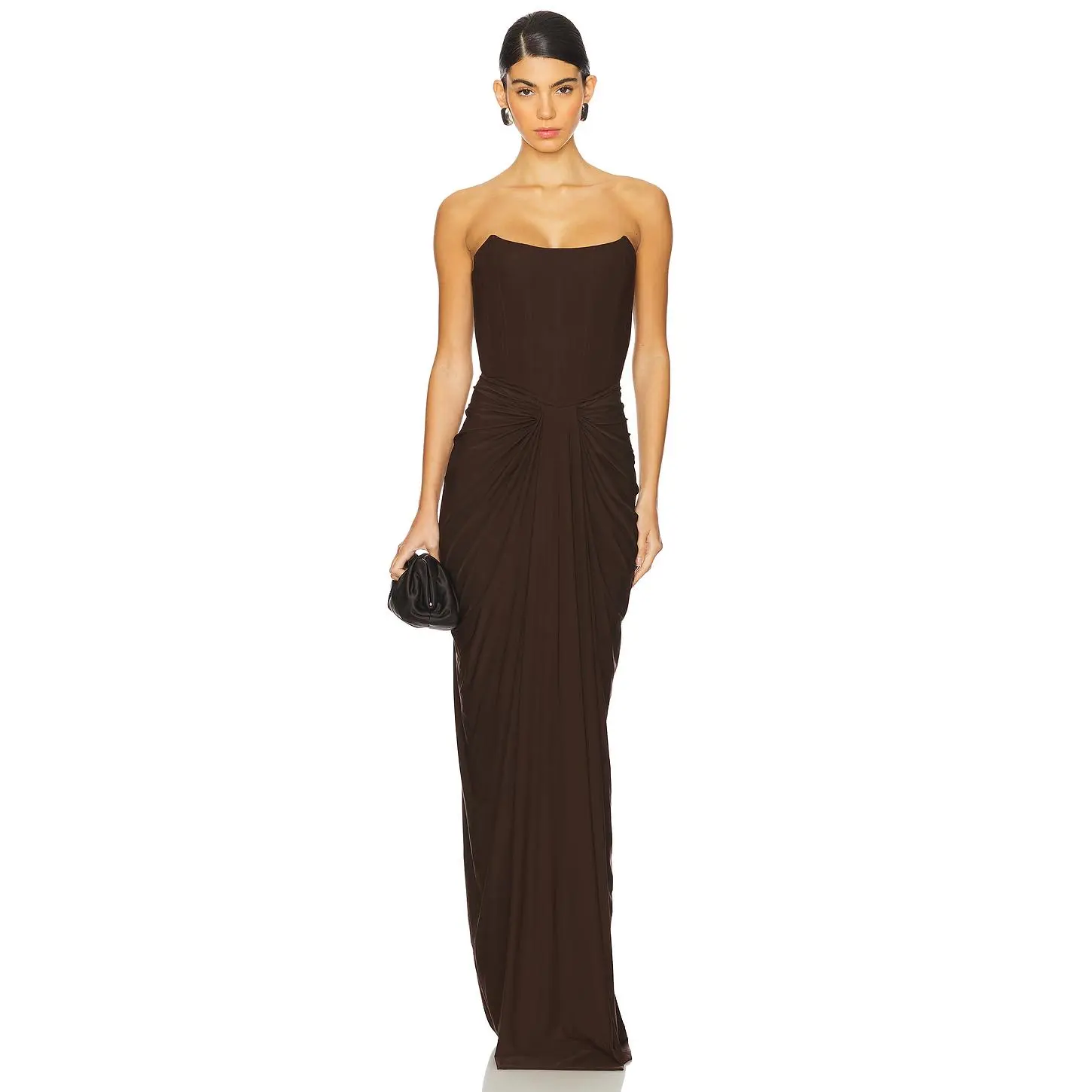 Deme by Gabriella Pearl Gown in Dark Brown