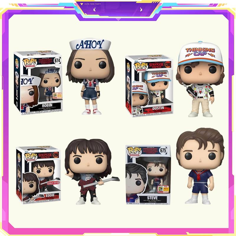 Stranger Things Series Funko Pop Style Q Version Action Figures, Collectible Figurines, Dustin Mike Steve Robin Collectible Toys, Perfect Gift for Fans