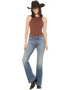 7 For All Mankind Women's Faded Echo Medium Wash Mid Rise Dojo Trouser Stretch - 7U30s44a