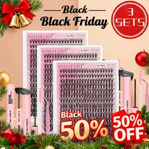 Eyelash Extension Kit, 320 Clusters Individual False Eyelashes & Bond Seal & Tweezers & Eyelash Remover & Brush, Eye Makeup Enhancement Product for Women, Lash Clusters for Christmas Black Friday