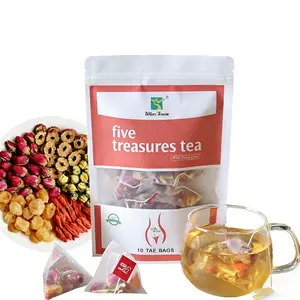Wins Town Five Treasure Scented Tea - 10 TAE Bags with Fruit Infusion for Herbal Wellness Drink Natural Ingredients Rose Petals Red Dates Goji Berries Chrysanthemum