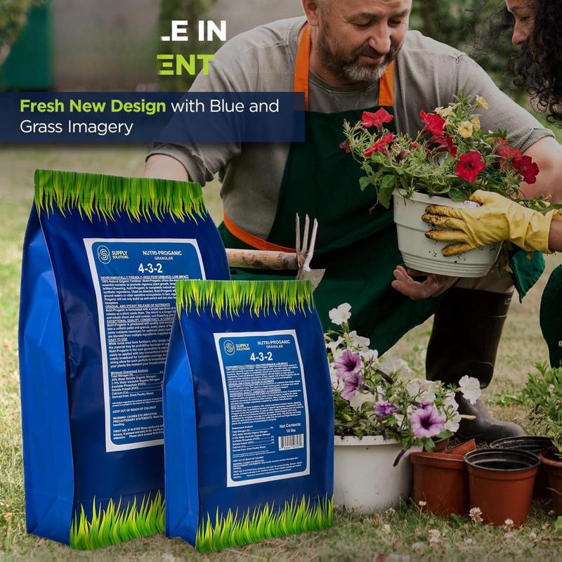 Supply Solutions 4-3-2 Nutri-Proganic Granular Fertilizer 10 Pounds - Slow Release Formula for Vegetable Garden Fruit Trees & House Plants - All Purpose Chicken Manure Fertilizer for Indoor Outdoor Food Crops