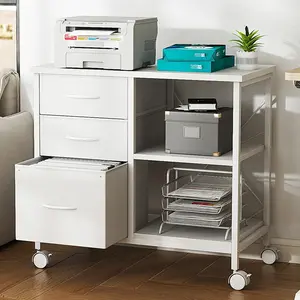 3-Tier Mobile File Cabinet with Printer Stand and Drawers, Heavy Duty Office Storage for Home Office