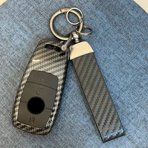 Abs Carbon Fiber Car Key Protector with Keychain For For Mercedes Benz A C E S G Class W177 W205 W213 X167 W222 CLA GLE GLB GLS AMG Maybach,Birthday Gift, Car Key Accessory, Car Key Holder
