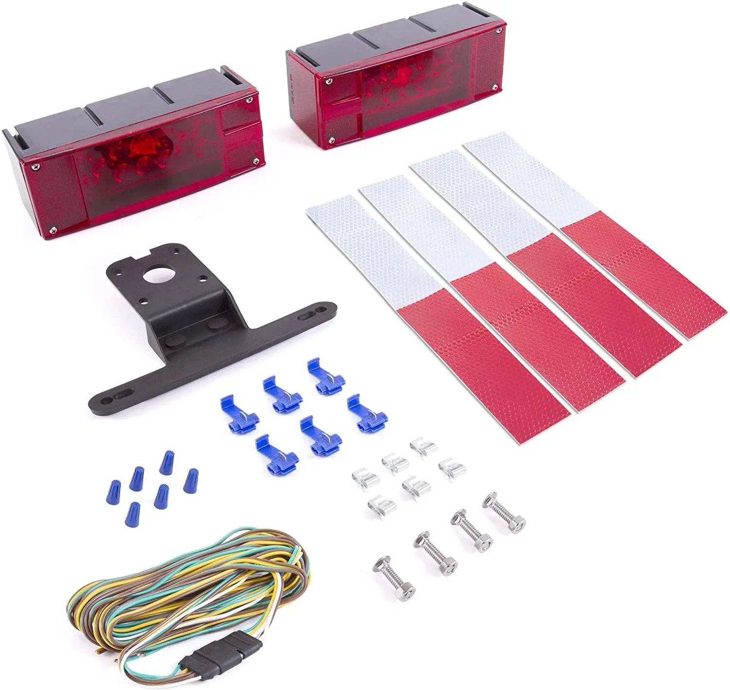 WELLMAX Low Profile Trailer Light Kit, 12V Waterproof Submersible LED Lights, DOT Compliant & Corrosion Resistant for RVs, Boats, Campers up to 80"