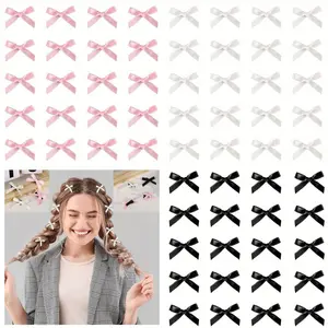 60 PCS Cute Bow Hair Clip Accessory, Mini Ballet Bow Hairclip,Fashion Y2K Ribbon Hairpin, Suitable for Everyday Use, Weddings, Christmas Decorative Barrettes