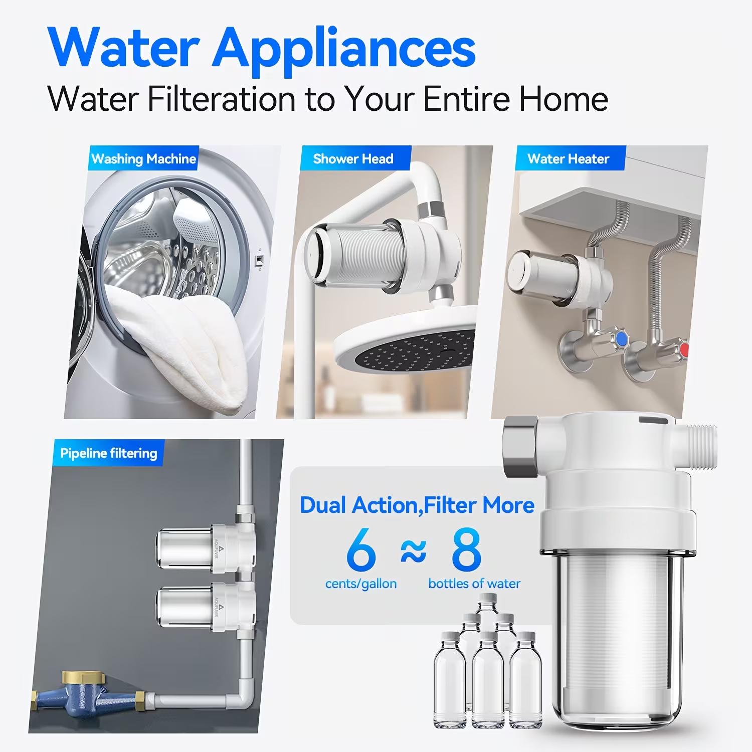Whole-house water filtration system, DIY stackable pre-filter, household sediment filter, suitable for well water/municipal water, removes rust, sediment, and residual chlorine