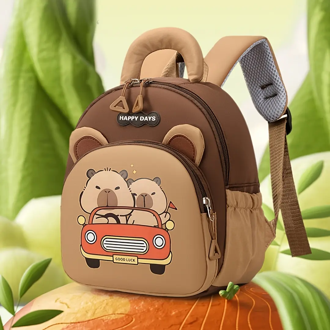 Cartoon Capybara Kids' Backpack - Lightweight, Compact, Toy-Shaped, Cartoon Character, Child-Sized, Cute Theme, Kid-Safe for Kindergarten Children Ages 3-6, Toy-Shaped Backpacks, Cartoon Character Backpacks