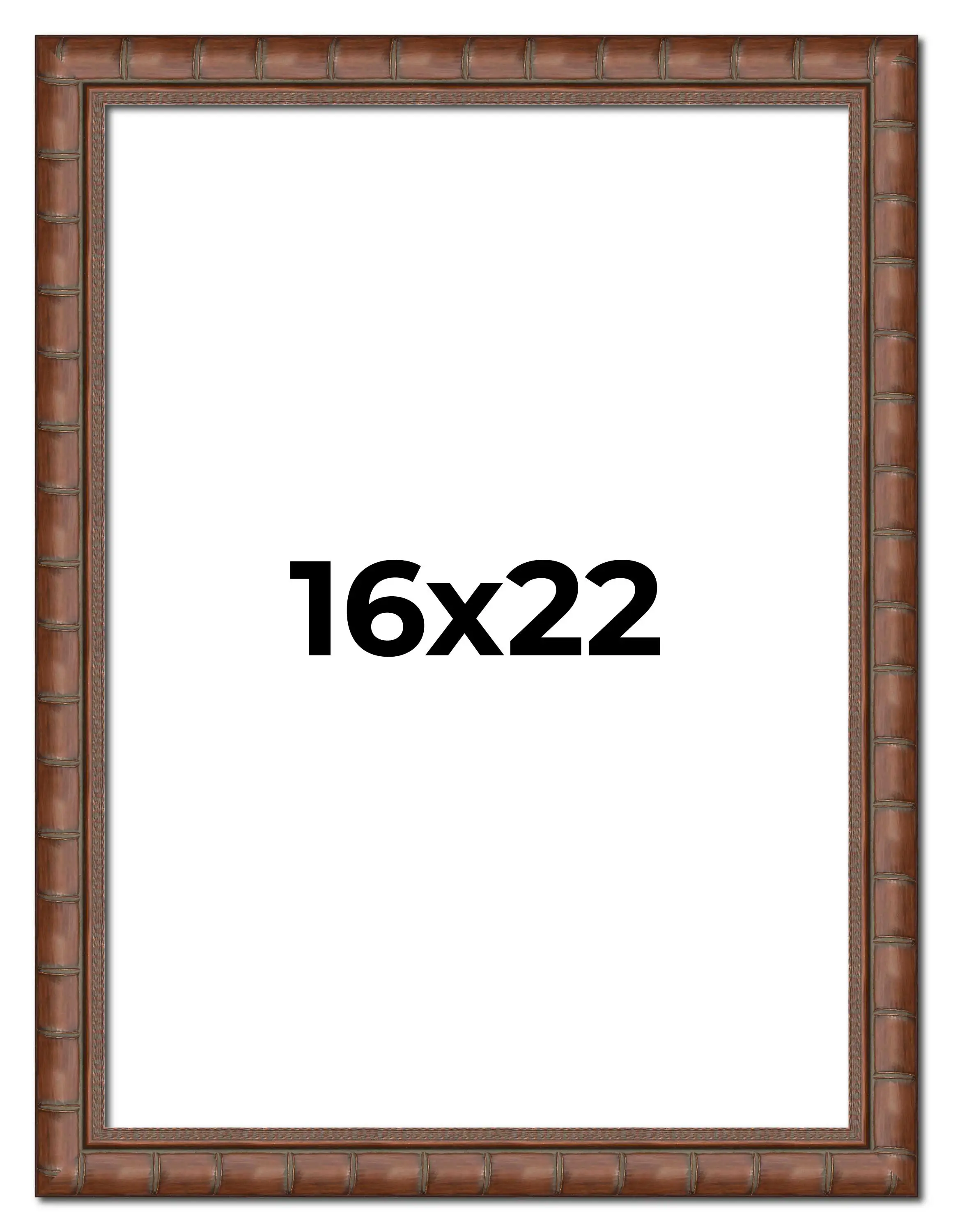 16x22 Brown Modern Bamboo Picture Frame - UV Acrylic, Foam Board Backing, Hanging Hardware