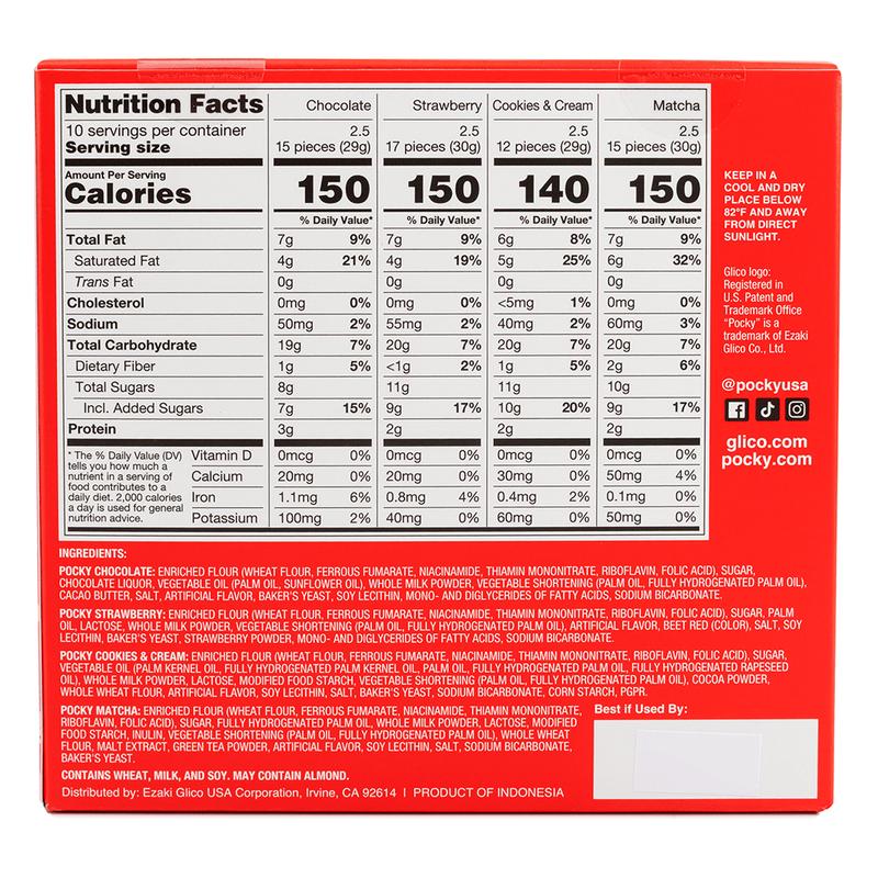 Glico Pocky Variety Pack [Lunar New Year Limited Edition] - Chocolate, Strawberry, Cookies & Cream, Matcha, 4 Packs, 9.88 oz