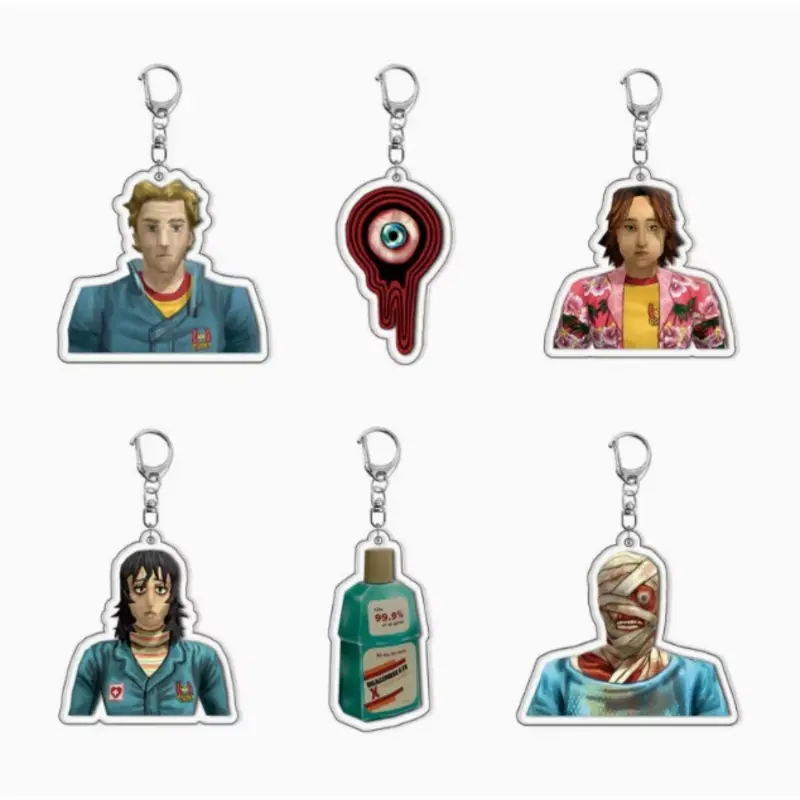 Horror Game Mouthwashing Keychains for Accessories Bag Jimmy Curly Anya Daisuke Sallyface Swansea Keyring Jewelry Fans Gifts
