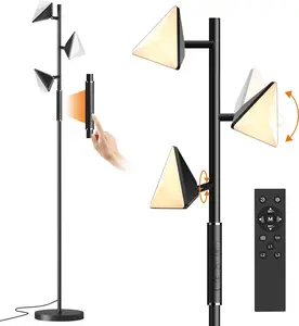 LED Tree Floor Lamp, 36W Dimmable Tall Standing Lamp with Remote & Touch Control, 2700K-6500K 4 Color Temperatures, 3 Rotatable LED Lights Floor Lamps for Living Room, Bedroom, Office - Black