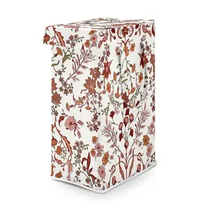 Sweet Jojo Designs Laundry Hamper (Ivory and Orange Boho Vintage Floral) for Girls, Foldable Dirty Clothes Basket with Handles for Baby Nursery, Kids Bedroom, Teen Bathroom (Bohemian Wildflower, Rust)