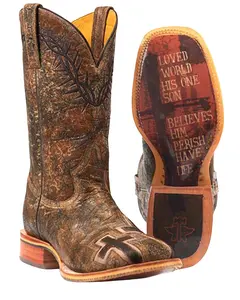 Tin Haul Men's Men'S John 3:16 Western Boot Broad Square Toe - 14-020-0007-0301 Br