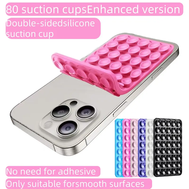 Silicone Suction Cup Phone Case Mount,80 silicone suction cup holders，Count Double Sided Phone Holder Mount, Hands-Free Strong Grip Holder for Selfies and Videos, Phone Accessories