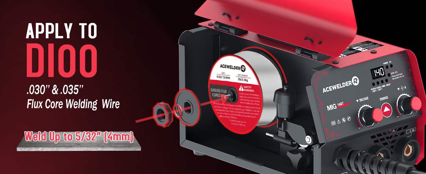 ACEWELDER 140A Gasless Flux Core MIG Welder/Lift TIG/Stick 3 in 1 Welding Machine 110V Portable IGBT Inverter Synergy Welder Machine ACEWELDER 140A Gasless Flux Core MIG Welder/Lift TIG/Stick 3 in 1 Welding Machine 110V Portable IGBT Inverter Synergy Welder Machine