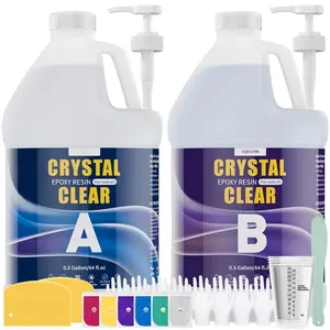 Epoxy  1 Gallon Kit -  Clear, High Gloss, Self-Leveling, No Bubbles, Low Odor, Non-Yellowing, Easy 1:1 Mix - for Casting, , Molds, Crafts, Table Top (2 x 0.5 Gal)