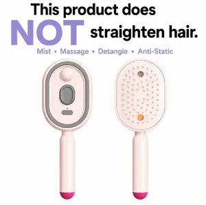 [Not straightened] Electric Spray Air Cushion Massage Comb, Self-Cleaning Anti-Tangle Hair Brush, Anti-Static Volumizing Scalp MassageBrush for Dry Frizzy Hair Care, No Essential Oil Included