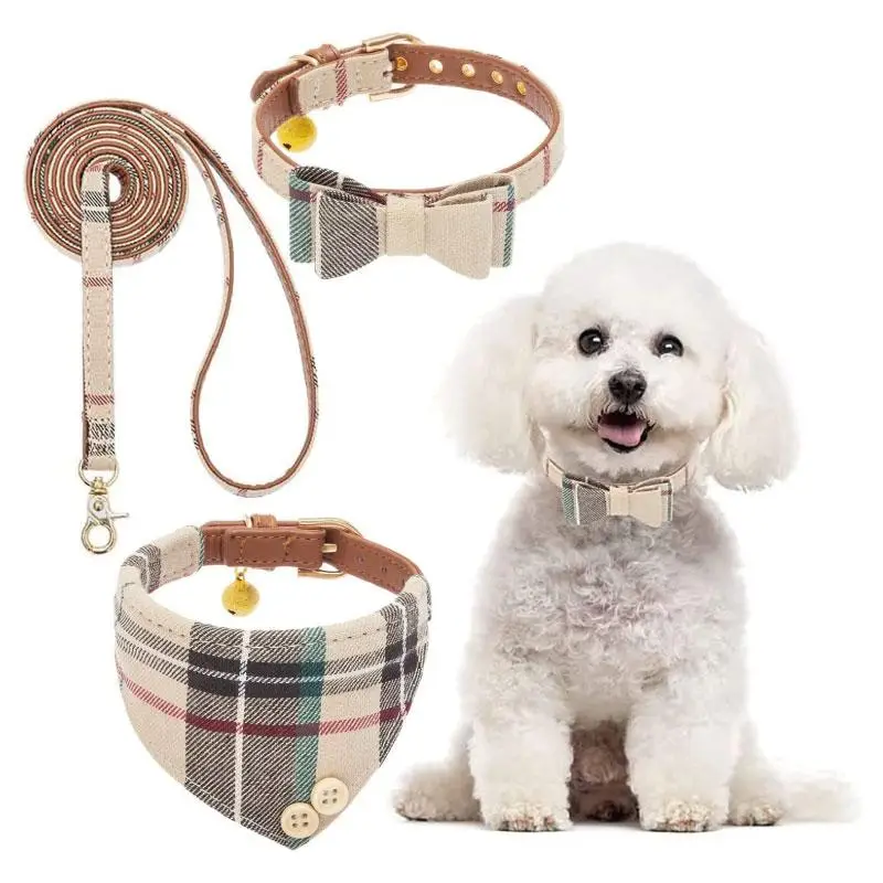 Cute Bowknot Decor Pet Collar With Leash & Bowknot Design Pet Belt, 3 Counts/set Pet Collars & Leads, Pet Supplies For Small Dogs & Cats