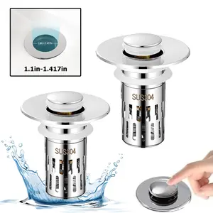 SJPACK SUS304 Universal Bathroom Sink Stopper 1.15-1.45" Pop Up Anti-Clog Drain Strainer for Efficient Water Drainage