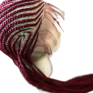 burgundy cornrow braided wig lace front 30inch