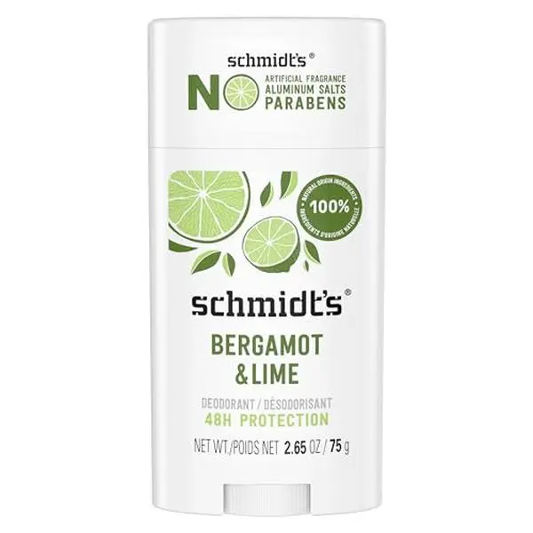 Schmidt's Aluminum-Free Deodorant Bergamot & Lime 2.65 oz Aluminum Free | For natural odor care, Helps stay fresh & confident, With magnesium, Bergamot lime