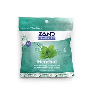 ZAND Menthol Zinc Lozenges with 9 Herbal Extracts & 5 mg Zinc for Powerful Immune Support — Delicious Menthol Flavor — Healthcare