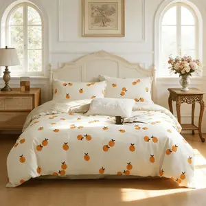 Fresh Fruit Print Bedding Set, Soft Comfortable Sheet Set, Bedroom Guest Room Use, 1 Duvet Cover + 2 Pillowcases, No Insert  Mother's Day gift