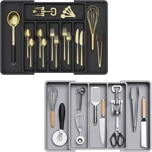 Silverware Drawer Organizer Expandable Cooking Utensil Tray