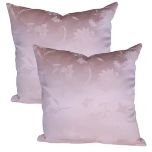 Baby Pink Silk Pillow Throws Set of 2, 18x18 Inch Decorative Handmade Cushion Cases for Farmhouse Decor, Sofa, Couch - Indoor/Outdoor, Floral Pattern, Outdoor Suitable