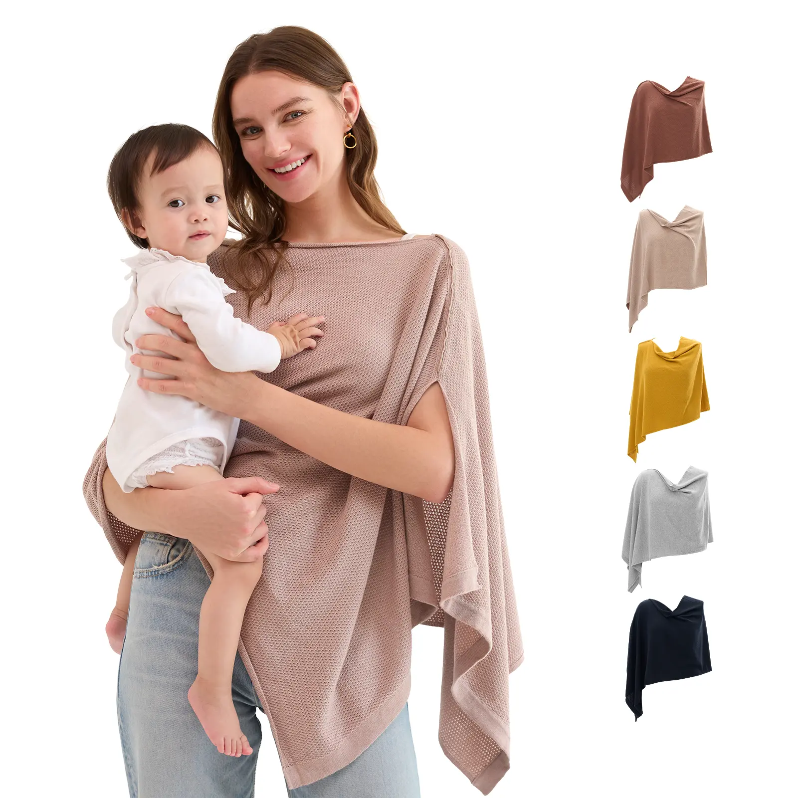 Momcozy Nursing Cover for Breastfeeding,Breathable Soft Full Privacy Poncho,Stroller Cover,Baby Blanket,and Stylish Scarf,Portable,Include Laundry Bag