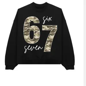 Camo 67 Sweatshirt, Military Style Six Seven Pullover, Army Print Graphic Sweater for Men and Women, Casual Camouflage Top