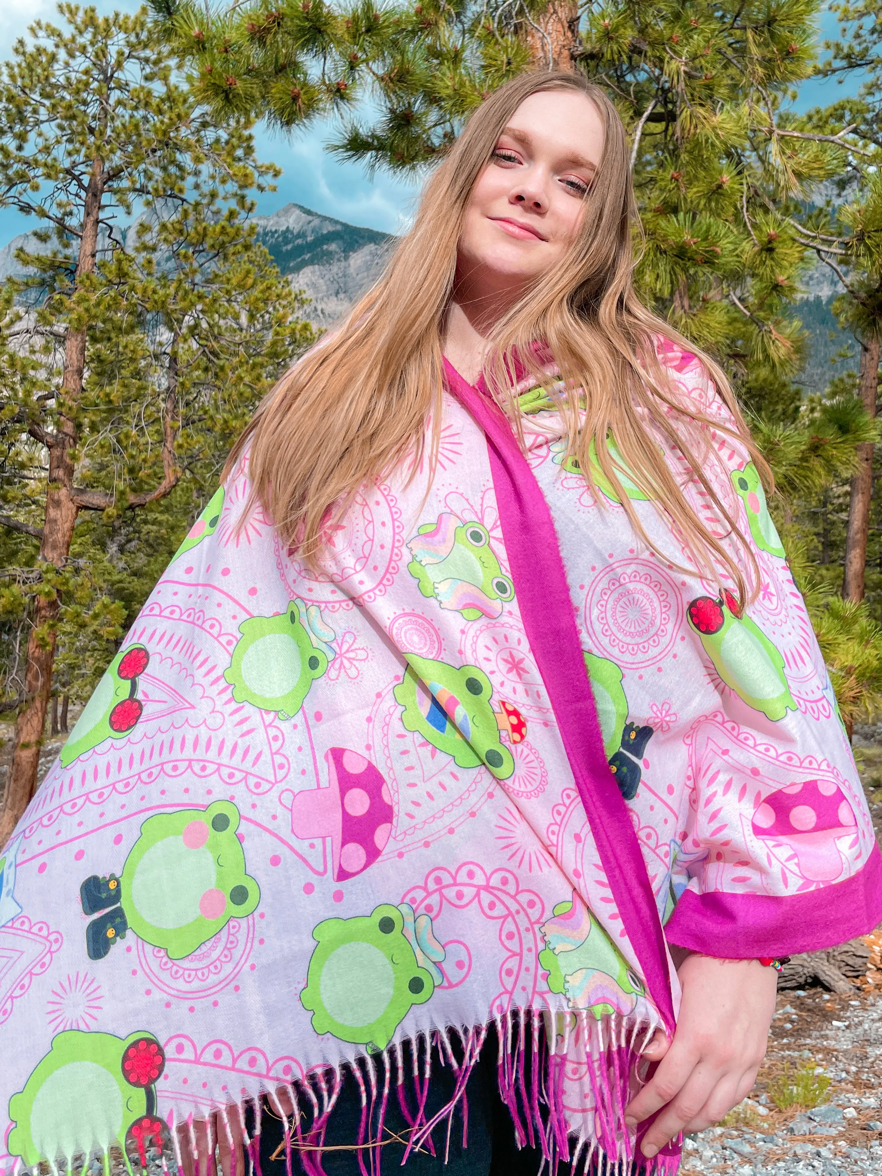 Pink Rave Frog Pashmina (Limited Stock)