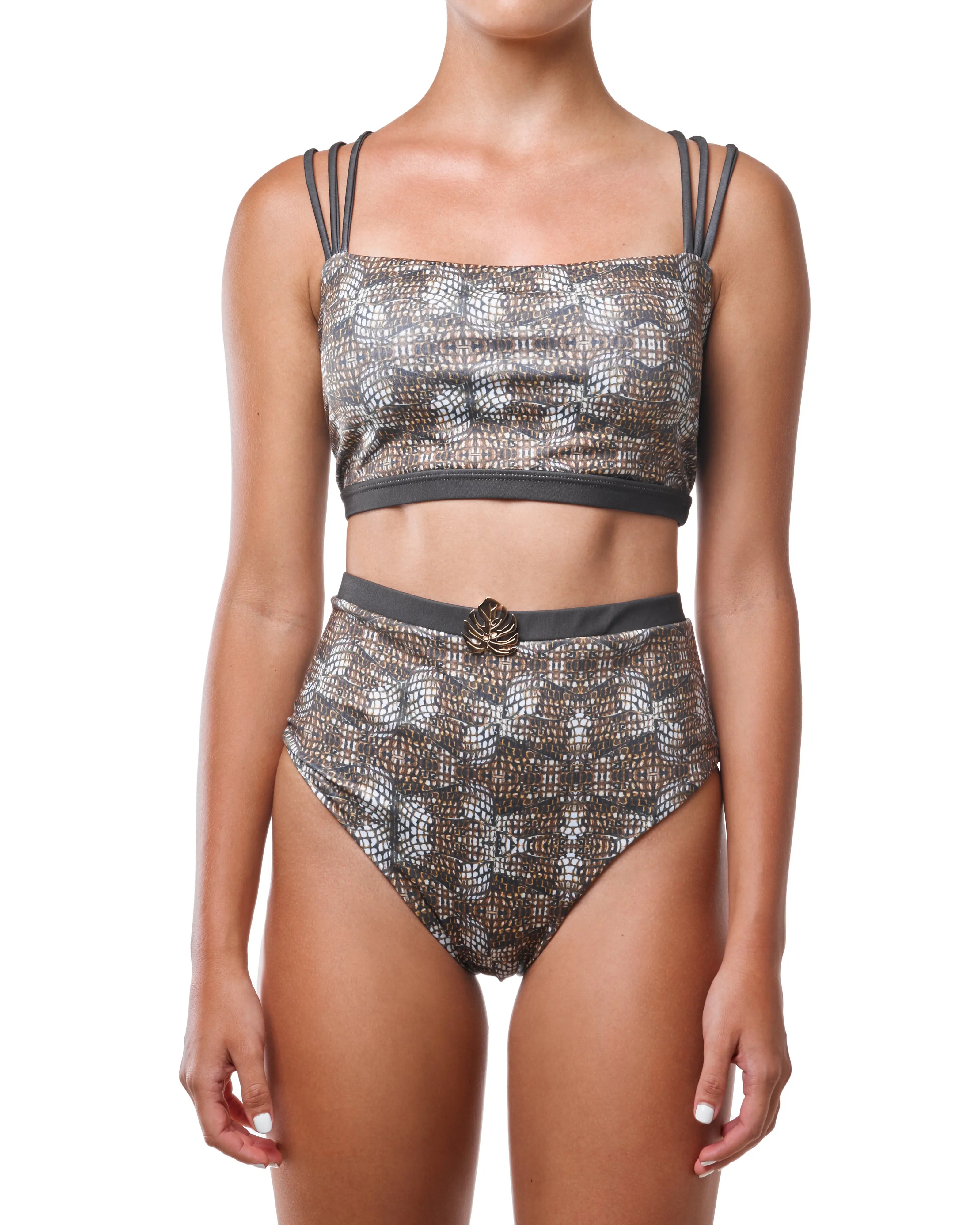 Meru-Desi Bandeau Bikini Set – Cachicamo Print