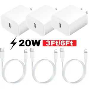 For iPhone 14 13 12 11 Pro XR PD Fast Charger Cord 20W USB-C Power Adapter Block
