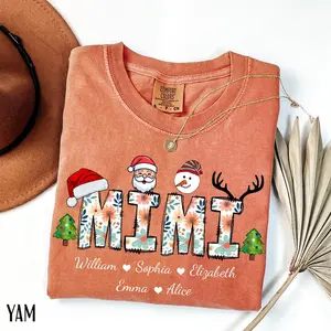 Comfort Colors Christmas Mimi Grandkids Name Shirt, Custom Xmas Nana Shirt, Personalized Grandma Christmas Graphic Tees, Christmas Holiday Gigi Shirt