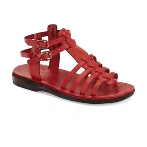 Leah - Leather Gladiator Sandal | Red