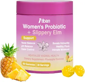 BIG SALE 2026 !!! Feminine Vaginal Probiotics Gummies, Supports pH Balance & Digestive Health, Slippery Elm for Women, Suagr-Free, Veagn, Pineapple Flavor, 60 Count