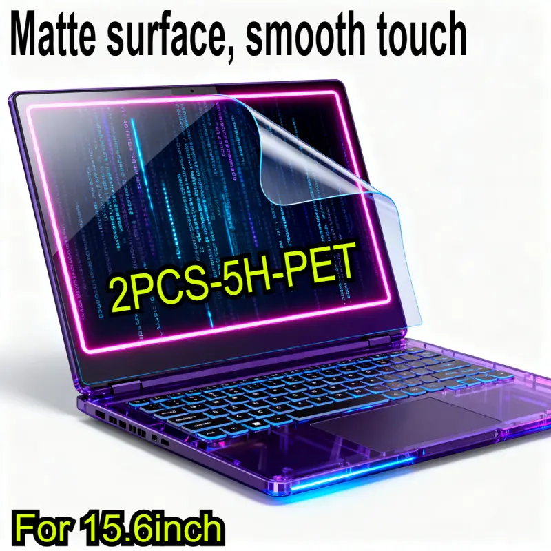 2Pcs 15.6 Inch Laptop Screen Protector Laptop Accessories Anti Glare Anti Scratch 5H Hardness Touch Compatible Fingerprint Resistant Easy Installation for HP Lenovo Samsung Huawei Notebook
